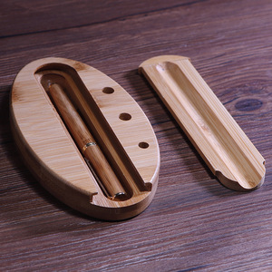 Bamboo <b>Pen</b> Holder Round Shape Desk Organizer For Office Supplies Creative Storage <b>Box</b> With Logo Printing Option - Product Image 3