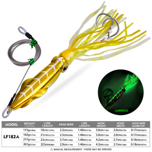 WildTrek 115g-261g Esca Luminosa per Calamari con Filo in Acciaio, Esca per Acqua Salata per Tonno, Kingfish, Spigola, Pesca in Lago e Fiume - Product Image 6