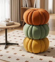 Pouf rond bas moderne en cuir couleur citrouille, repose-pieds pour canapé, pour salon, chambre, décoration intérieure et usage hôtelier