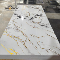 Finition brillante, revêtement UV, alternative au marbre, panneaux muraux en PVC de haute qualité, imitation marbre UV, pour la décoration