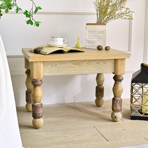 Table d'appoint décorative en bois massif INNOVA HOME, design européen moderne, table basse de style farmhouse pour salon, style naturel - Product Image 4