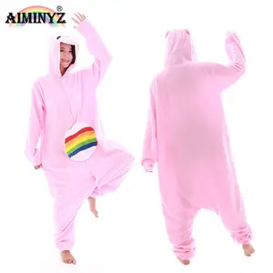 AIMINYZ Winter Animal Cartoon Polar Fleece High-quality Sleepwear Pajamas For Women Bear Rainbow Hoodie Costume Soft Onesie