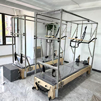 Lit de Trapeze à Jambes Courtes 3-en-1 en Bois d'Érable, Équipement de Pilates Complet, Capacité 200KG pour Studio