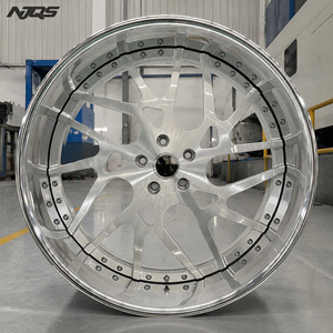 NJQS <span class=keywords><strong>WHEELS</strong></span> 品牌 20-26 英寸 22 英寸拉丝银面镀铬轮圈 镀铬锻造轮毂 5x114.3 凹面轮圈 - Product Image 5