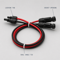 Câbles PVC sur mesure 1,5M 3M 5M 10M, Câbles Solaires 12AWG 14AWG, Câble PV 6mm² pour Panneau Solaire, Câble d'Alimentation 10AWG