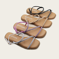 Chaussures plates pour femmes, design personnalisé OEM, nouvelles sandales plates, modèles de chaussures plates pour femmes.