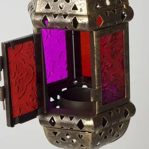 Farol negro de estilo marroquí para decoración del hogar y exterior, farol colgante de <span class=keywords><strong>metal</strong></span> decorativo - Product Image 3