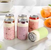 Nouveau Design Bocal en PET pour Gâteaux, Bocaux en Plastique Transparent Personnalisés Jetables pour Lait, Thé, Jus, Gâteau, Smoothies, Bocaux en PET avec Couvercles Entièrement Ouvrables