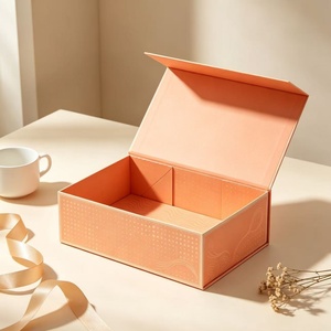 Custom Luxury Peach <b>Magnetic</b> Flip <b>Gift</b> <b>Box</b> Factory Wholesale Custom Logo Cosmetic Perfume Storage <b>Box</b> - Product Image 3