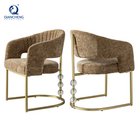 Fauteuil Capitaine en Velours Rembourré de Luxe, Courbé, Siège Unique, Chaise de Salle à Manger et de Salon pour Hôtellerie, Bar et Maison