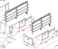 Meubles de laboratoire de banc d'îlot de laboratoire modulaire de fabrication personnalisée en Chine avec support de réactif et armoire suspendue