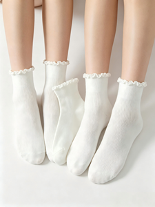 6 Pares de Calcetines de Algodón con Volantes, Estilo Preppy, Transpirables, con Logotipo Personalizado ODM/OEM, para Mujer, Uso Diario en Primavera - Product Image 1