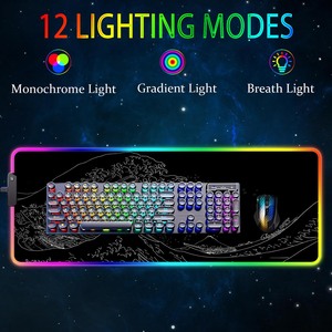 Alfombrilla de Ratón para Juegos RGB con Diseño de Olas Japonesas, Tamaño Extendido Grande, Base de Goma Antideslizante, Alfombrilla de Ratón LED para <span class=keywords><strong>PC</strong></span> y Juegos - Product Image 5
