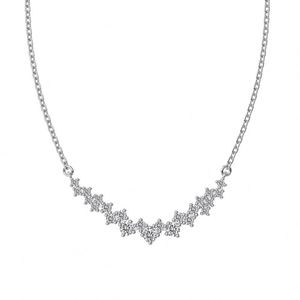 Collar Dylam Elegante y Delicado de Plata de Ley Maciza con Baño de Rodio y Oro de 18K, Cadena de Eslabones con Colgante en Forma de Barra de Circonita Cúbica 5A - Product Image 1