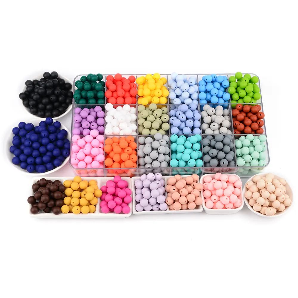 Borjay 9Mm/12Mm/15Mm/20Mm Bentuk Bulat Lembut Chew Beads Silicone Teething Beads