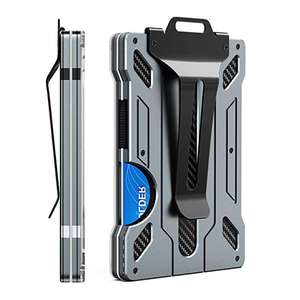 Тонкий алюминиевый металлический кошелек для денег с держателем для ID-карт и защитой от RFID, вмещает до 15 карт - Product Image 6