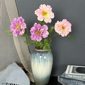 Fleurs de pivoine artificielles Jinxi en soie, réalistes, bouquet à 2 têtes, décoration d'intérieur - Product Image 4