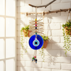 Adorno de ojo malvado de macramé 26x9cm Artículo de decoración del hogar - Product Image 3