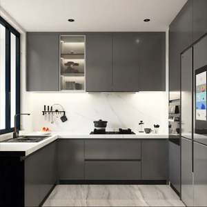 Balom 2025 High Gloss White Lacquer Commercial <b>Kitchen</b> Solid Wood Cabinet Manufacturing and <b>Kitchen</b> Furniture with Island - Product Image 1