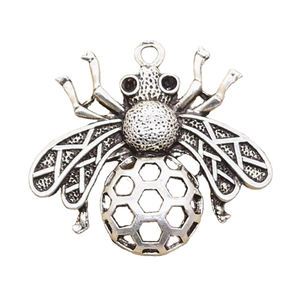 <strong>Charms</strong> Bee Hornet <strong>Honey</strong> Honeybee 33x36mm Tibetan Silver Color Pendants Antique Jewelry Making DIY Handmade Craft - Product Image 1