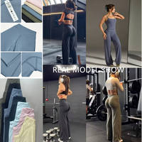 Legging senam wanita dengan logo custom, pinggang tinggi, cepat kering, angkat pinggul, potongan lebar lurus, celana yoga ukuran besar, celana ketat olahraga