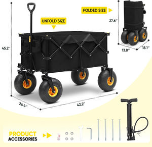 Camping Equipment Heavy Duty Four-Wheel Enclosed Picnic Cart Trolley Wagon Collapsible Folding Utility Cart Beach Wagon - Product Image 2