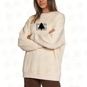 Sweat-shirt à col rond pour femmes en coton de haute qualité, design personnalisé, coupe ample, style streetwear, en molleton doux, vente en gros - Product Image 2