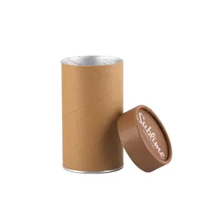 Boîte en papier kraft scellé de qualité alimentaire avec couvercle en aluminium facile à décoller, boîte d'emballage en tube pour chips