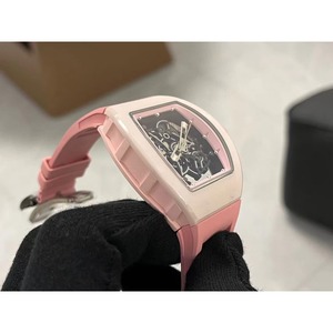 Nuevo Reloj de Hombre Mecánico Automático con Tourbillon Esqueletizado de Cerámica Rosa, Estilo Lujoso, Clásico y Elegante - Product Image 4