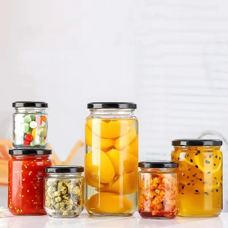 EW-botella de vidrio para mermelada, tarro de vidrio para almacenamiento de alimentos, conserva miel