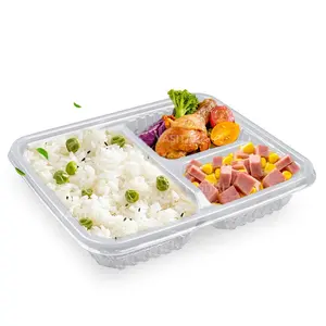 Custom Printing 3 Compartment 4 Compartment Plastic Disposable Bento Lunch Box With Lid