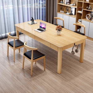Nordic Solid Wood <b>Desk</b> Rectangle 6 Person Study Table Home Office <b>Computer</b> <b>Desk</b> Modern Minimalist Style - Product Image 3