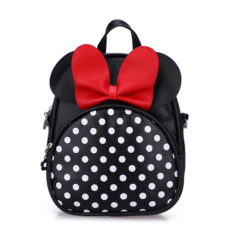 Girls Bowknot Polka Dot Cute Small Mouse Backpack School Shoulder Bag Purse