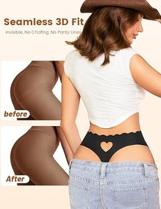 Slip a <span class=keywords><strong>Perizoma</strong></span> Senza Cuciture Traspiranti per Donne, Invisibili con Vita Ondulata, Morbidi e con Taglio a Cuore - Product Image 4