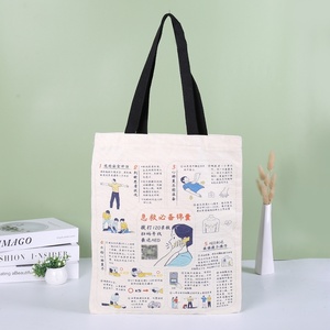 Sac fourre-tout en toile sans fermeture pour étudiants, avec motif lettres et logo imprimé, idéal pour le shopping, la publicité, les tutorat – Vente en gros, DIY - Product Image 3