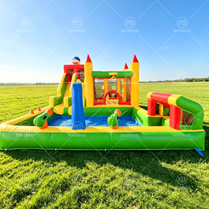 Château gonflable Nairbag en PVC pour enfants, avec toboggan et piscine, idéal pour les fêtes et les jeux en extérieur dans le jardin - Product Image 1