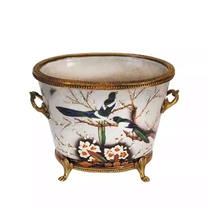 Vase en céramique bleu blanc en <span class=keywords><strong>porcelaine</strong></span> ornement chinois créatif en forme de main maison salon arrangements floraux meuble TV jardin - Product Image 3