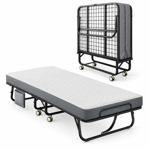 Home Furnishings Thick <b>Mattress</b> With Multiple Sizes of Steel Mesh Bed Folding Bed for Home Use Bedroom Study Resting Bed - Product Image 1