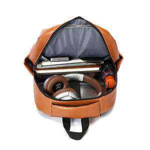 Men's <b>Backpack</b> Large Capacity 14 Inch Laptop Bag For Commuting Travel Solid Color Black <b>Brown</b> Khaki - Product Image 5