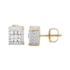 Statement <b>Silver</b> Square Earrings with Lab Grown Diamonds 10K Gold Plated Custom Jewelry for Fashion Events - Product Image 2