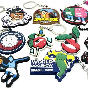 2024 New Item Custom Metal Keychain Customized Design 3d Rubber Anime Rubber 2d Soft PVC Keychain with custom logo