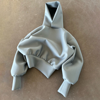 Sweat à capuche unisexe basique en tissu épais avec couche d'air rembourrée en mousse, coupe ample, couleur unie, style streetwear, personnalisable avec votre propre logo