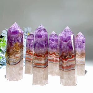 Venta al por Mayor de Piedras Preciosas de Torre de Ágata de Encaje de Amatista Natural de Alta Calidad, Cristal de Punta para Artesanía, Piedra Curativa para Decoración del Hogar - Product Image 2