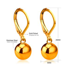 Boucles d'oreilles créoles élégantes en acier inoxydable plaqué or 18 carats, bijoux imperméables tendance motif ours, vente en gros 2023 - Product Image 3