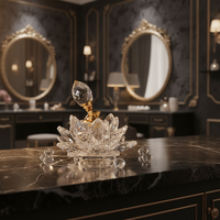 Flacon de parfum de luxe en verre en forme de lotus, flacon de présentation en verre cristal