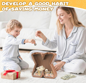 Hucha <span class=keywords><strong>de</strong></span> madera personalizada <span class=keywords><strong>de</strong></span> alta calidad con diseño <span class=keywords><strong>de</strong></span> letra, bonita caja <span class=keywords><strong>de</strong></span> <span class=keywords><strong>ahorro</strong></span> para niños, huchas para bebés - Product Image 2