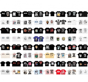 T-shirt da <span class=keywords><strong>uomo</strong></span> casual in cotone 100% lavorato a maglia a maniche corte, stampa <span class=keywords><strong>vintage</strong></span> Hell Star 1.1, vestibilità ampia, 260 grammi, magliette Hell Star - Product Image 1