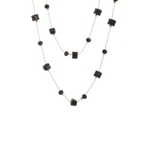 Crystal <b>Necklace</b> Multi Layer Geometric Black Cube Women's Everyday Wear <b>Long</b> Chain U Shape Fashion Jewelry Accessory - Product Image 5