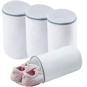 2025 Durable Zipper Closure Mesh Fabric Sneaker Wash Bag Machine Washable Big <b>Shoes</b> Laundry Bags Cylinder Shape Storage Use - Product Image 1