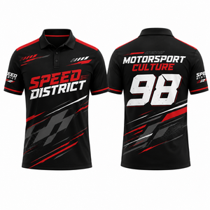 <span class=keywords><strong>Polo</strong></span> da Corsa Personalizzata con Sublimazione Completa, Stampa Fronte-Retro, Numero <span class=keywords><strong>98</strong></span> Speed District, Asciugatura Rapida, Manica Corta per Motorsport - Product Image 1